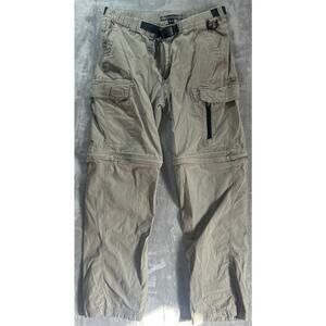 BC Clothing Convertible Cargo Pants Mens M Beige Belted Outdoor Hiking Gorpcore